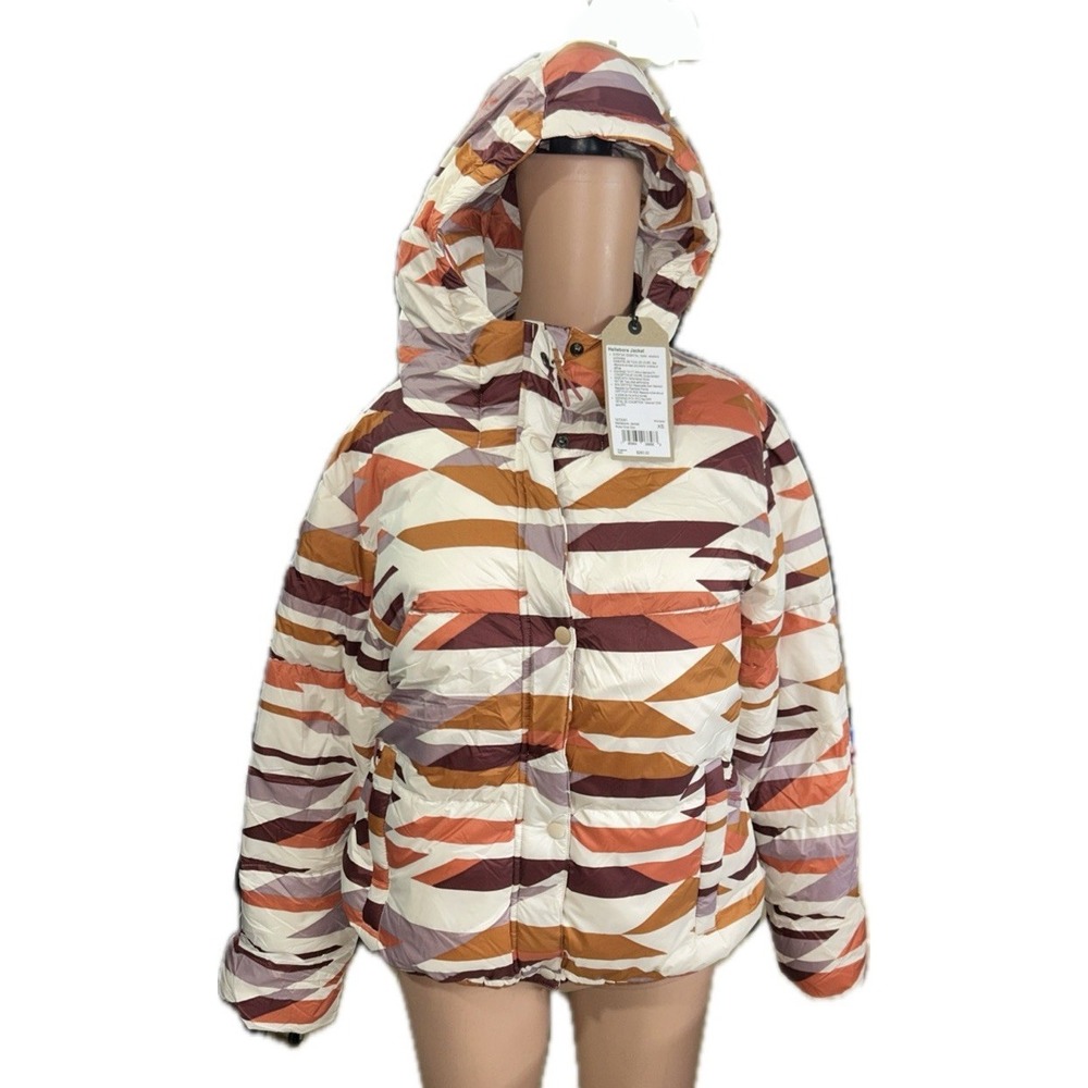 Prana Hellebore Women's Puffer Jacket XS Rose Hips Geo Duck Down Nylon Aztec